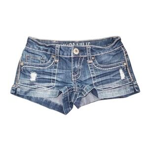 y2k hydraulic low rise denim micro shorts contrast stitch bratz size 3 4